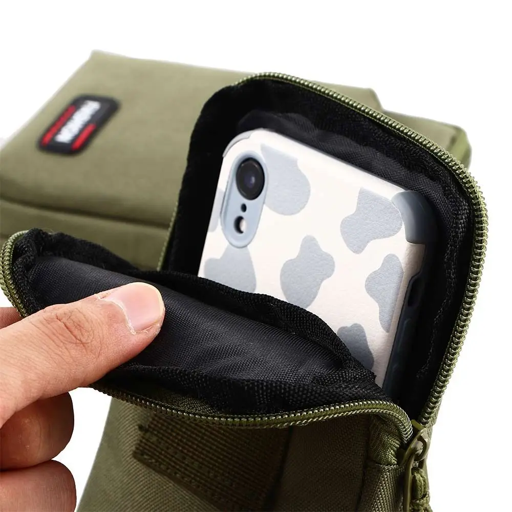 Riñonera verde de una o dos capas para hombre, bolsa para teléfono móvil EDC Molle, monedero, cinturón - imagen 3