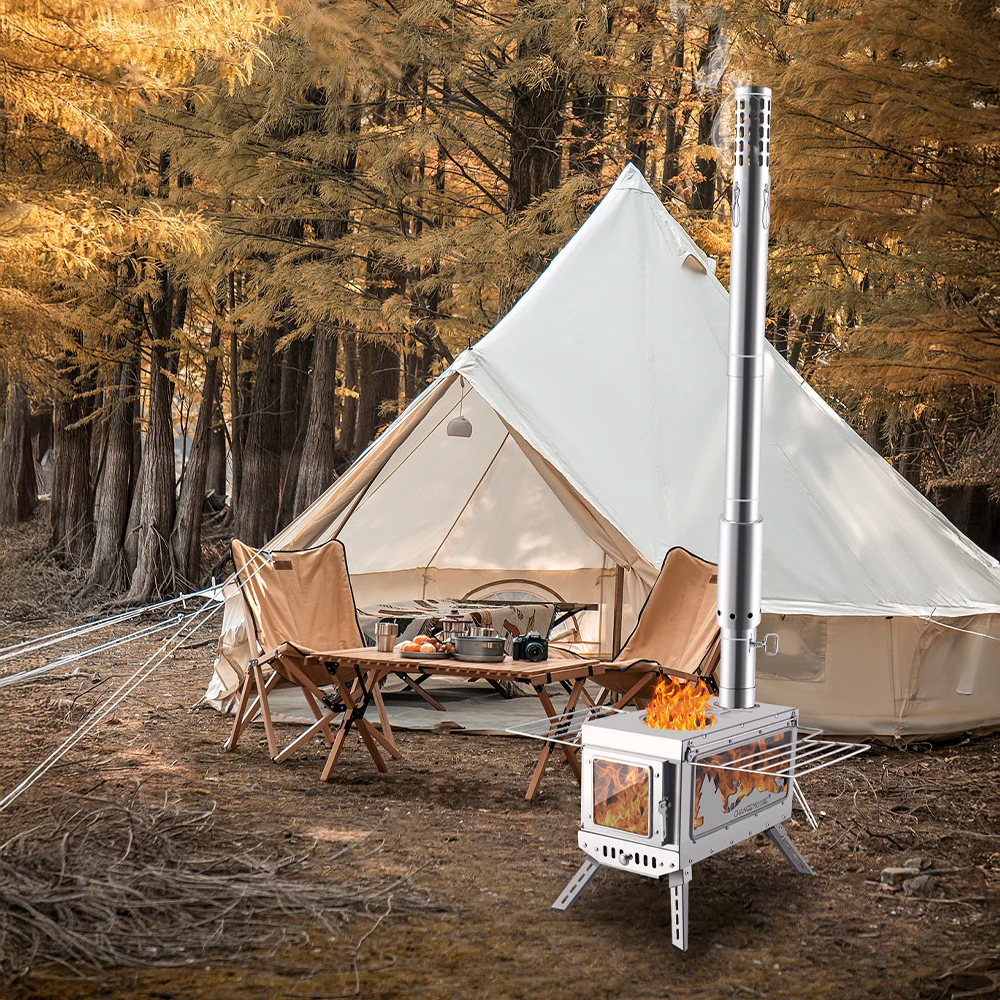 CHANGE MOORE, accesorios portátiles para acampar, tienda de campaña, estufa, tubo de chimenea, quema secundaria al aire libre, estufa de leña de acero inoxidable, tubo DIY - imagen 2