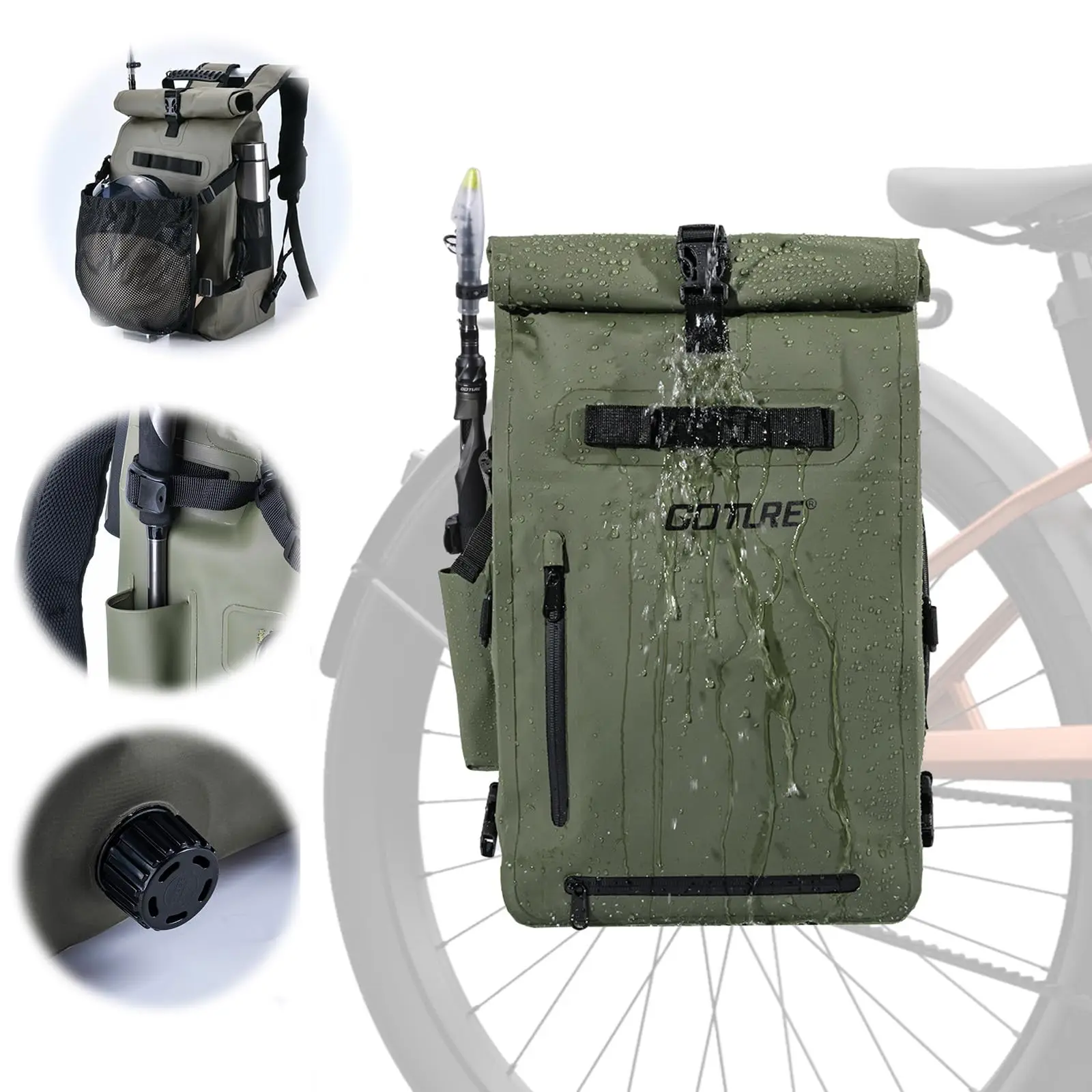 Goture Bolsa impermeable para ciclismo: mochila gran capacidad