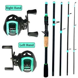 Caña de pescar con señuelo de 1,8 m/2,1 m y carrete de Baitcasting Combo prueba de cebo ML 3,5-14g varillas de sección ultraligeras giratorias/fundidas para calamar