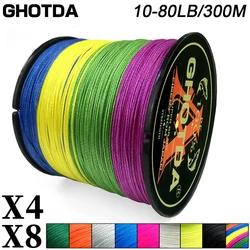 Línea de pesca trenzada de 300m, 4/8 hebras, multifilamento, líneas principales de PE de agua salada de alta resistencia, alambre de pesca súper duradero de 0,11-0,5mm