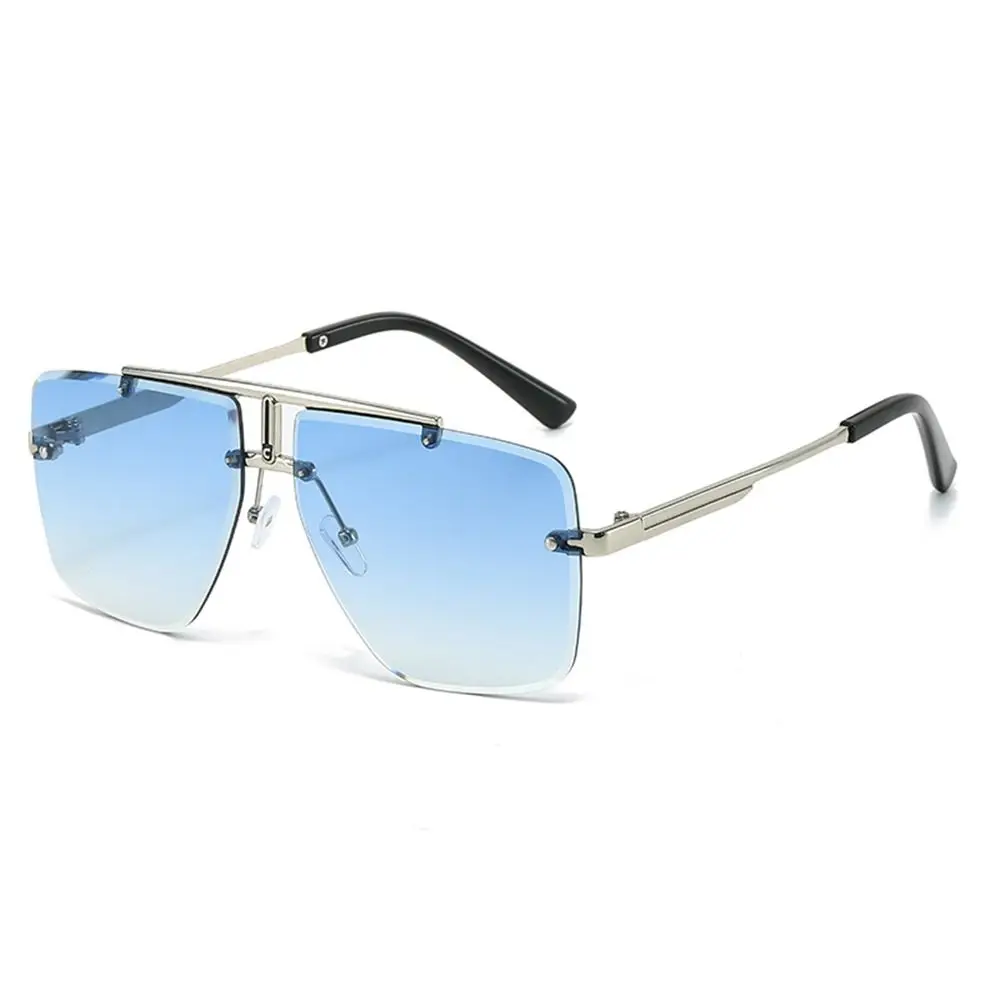 Gafas de sol Vintage con montura cuadrada para hombre, lentes sin montura, gradiente, protección UV para exteriores, tiro en la calle - imagen 2