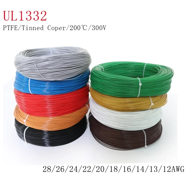 Cable de electrones de alta temperatura, Cable de PTFE UL1332 FEP aislado de plástico de 10M, 28/26/24/22/20/18/16/14/13/12AWG, 300V - imagen 3