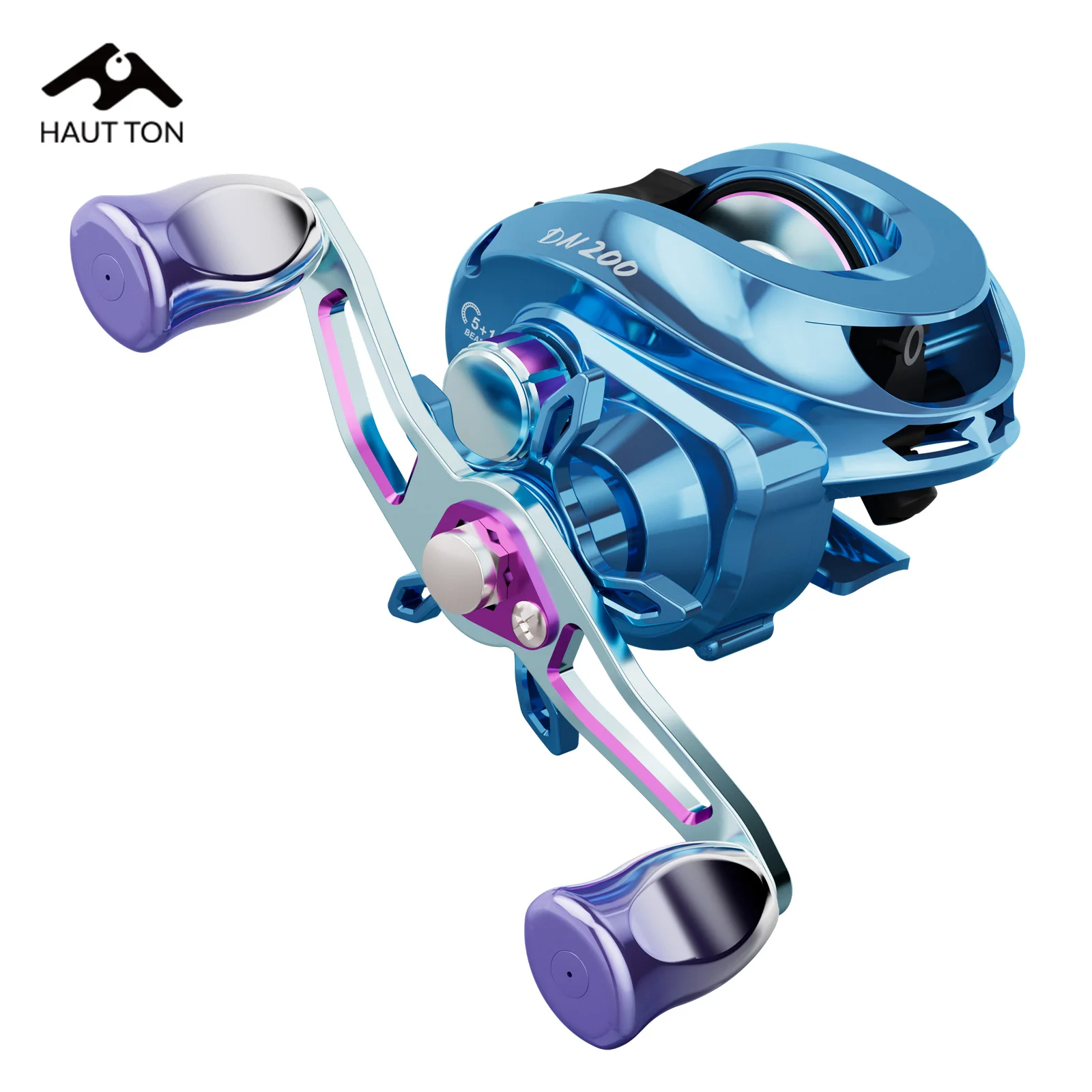 Carrete Baitcaster Dolphin 5+1BB 7.2:1 Arrastre 8KG Agua dulce y salada