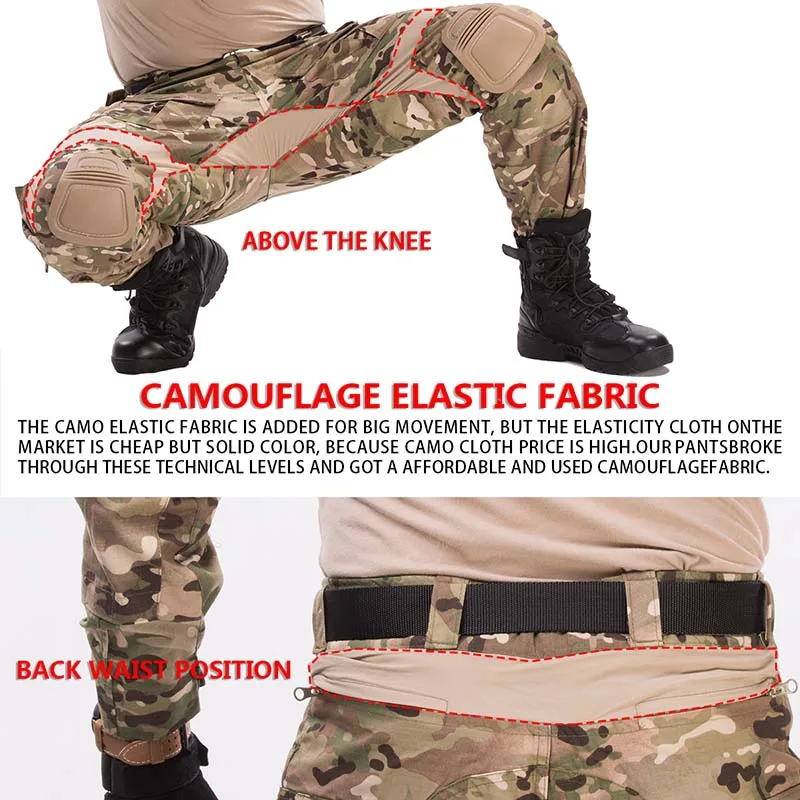 Pantalones tácticos, trajes, camisas de combate, pantalones, trabajo de Paintball Airsoft, ropa para hombres, uniforme de policía de exploración de camuflaje estadounidense, traje deportivo para disparar - imagen 4