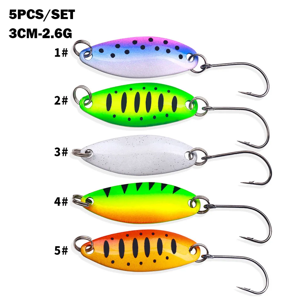 Cebo de Pesca con cuchara para trucha, perca de salmón, 2,2g/2,6g/4,5g, señuelo de Jigging de fundición de Metal, accesorios de aparejos Wobbler, 5 uds. - imagen 5