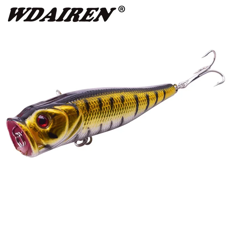 Señuelos de Pesca Topwater Popper, 1 unidad, 8,5 cm, 14g, cebo duro, cebos de Pesca Wobblers, Crankbait de fundición larga, aparejos de Pesca WD-264