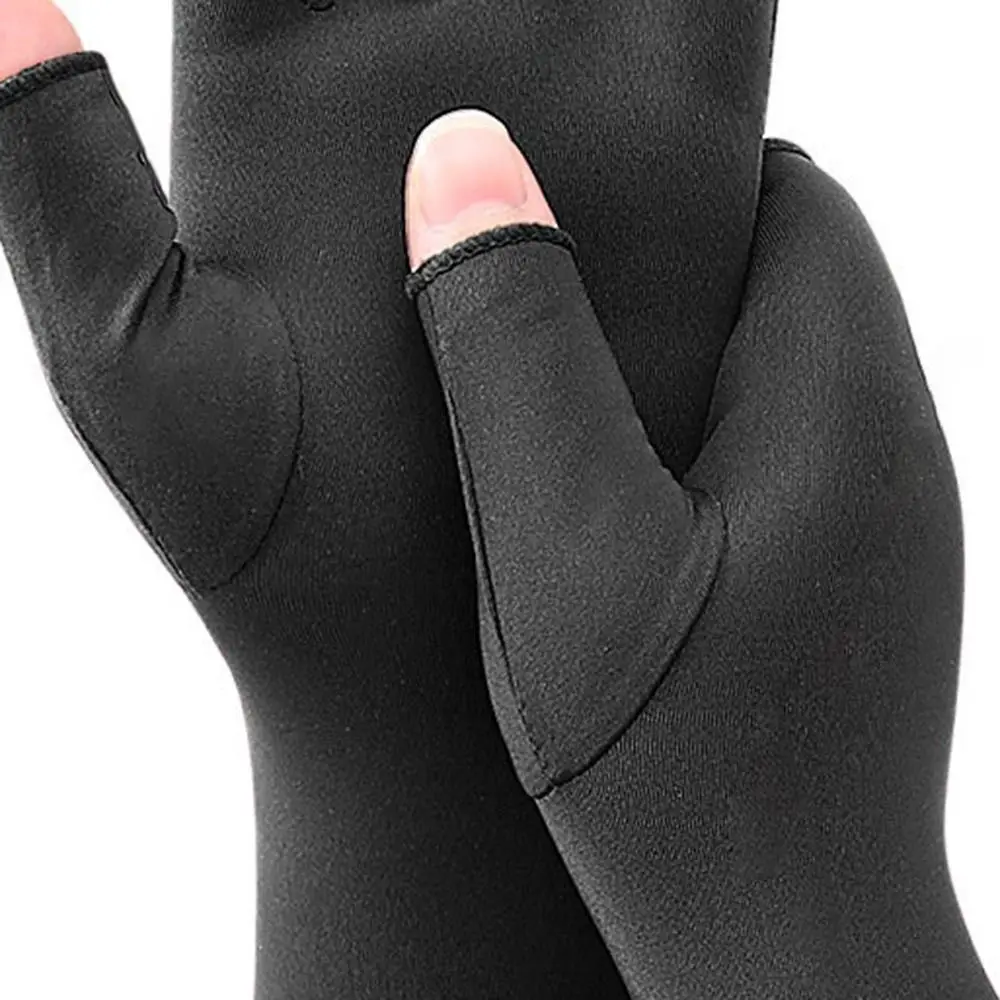 Guantes de compresión de cobre de medio dedo, guantes de compresión de mano de fibra de cobre antideslizantes, guantes de presión suaves transpirables sin dedos