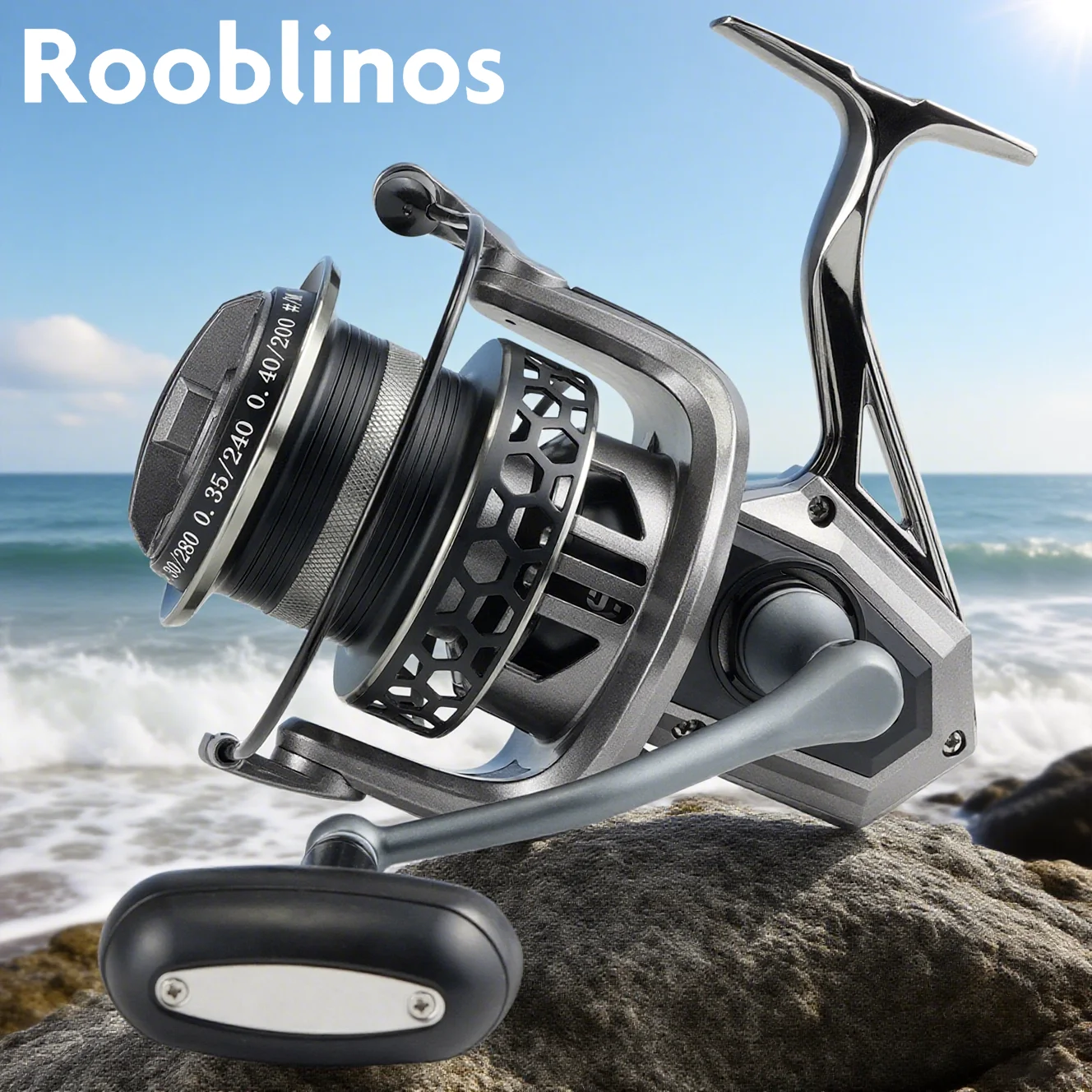 Carrete giratorio ROOBLINOS AG, carrete de Metal, mango de Metal, pie de Metal, carrete de pesca 5 + 1BB