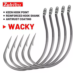 ZUKIBO Texas Rig Jig-anzuelos de gusano, anzuelo de púas compensado para señuelo de pesca suave, anzuelo con boca ancha y mango corto, herramienta de pesca gancho afilado perforado fuerte resistencia a la corrosión