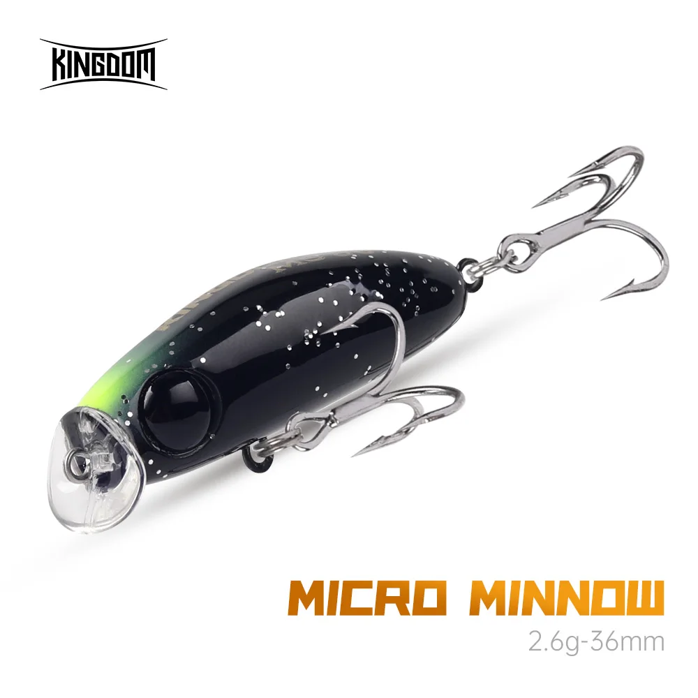 Señuelo de pesca Kingdom, nuevo Micro Minnow, 2,6g, 36mm de largo, plástico de fundición Artificial, hundimiento lento, cebos duros para lubina, Lucio, trucha - imagen 2