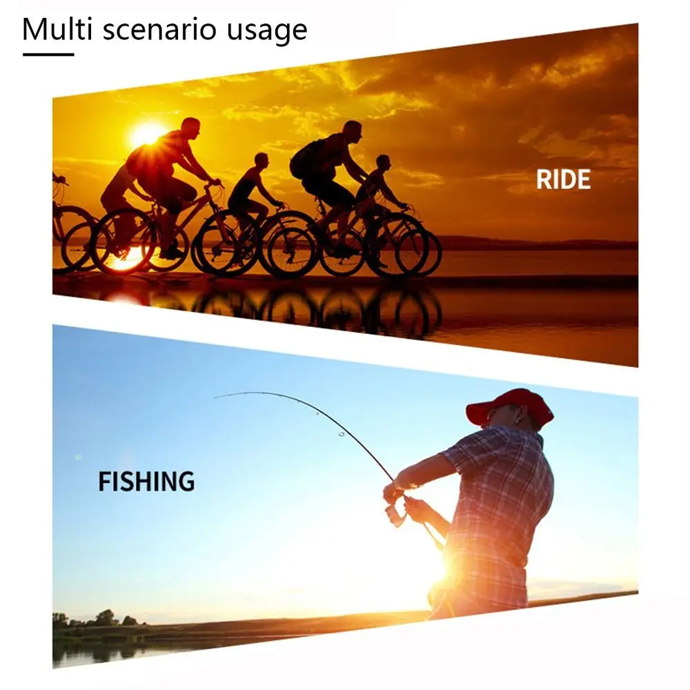 Un hombre está pescando mientras otro monta una bicicleta