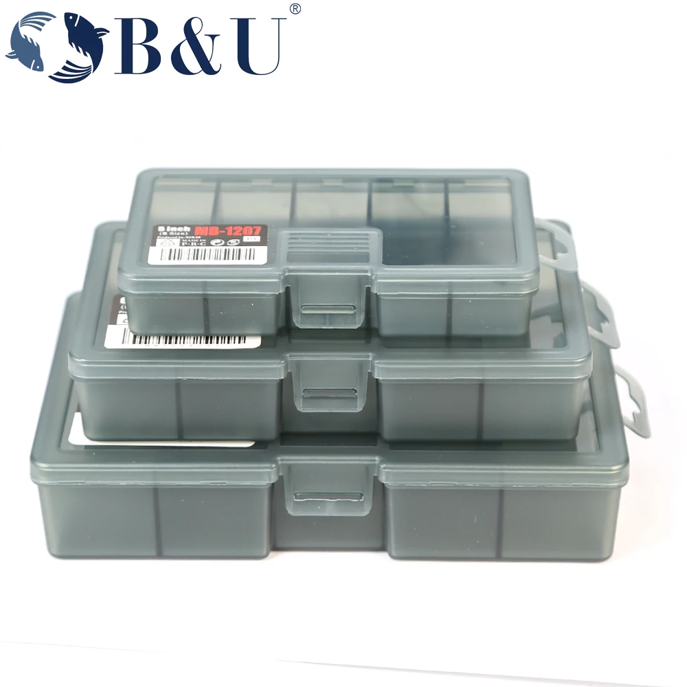 Caja de pesca B & U de gran capacidad, delgada, 5 compartimentos, tapa transparente, caja de aparejos de pesca, accesorios de pesca, cajas de almacenamiento para anzuelos y señuelos - imagen 5