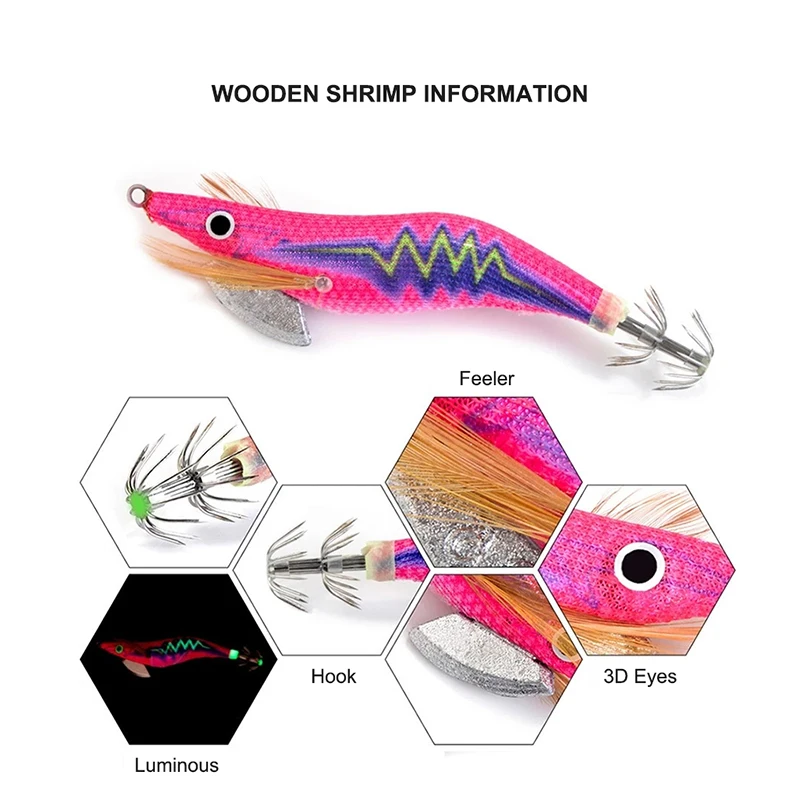 Balanzze-señuelo de pesca luminoso, anzuelo de calamar, sepia de Camarón, señuelo de Jigging Artificial luminoso, Ojos de Egi, 6 piezas, 2,5G/3,0G/3,5G - imagen 2