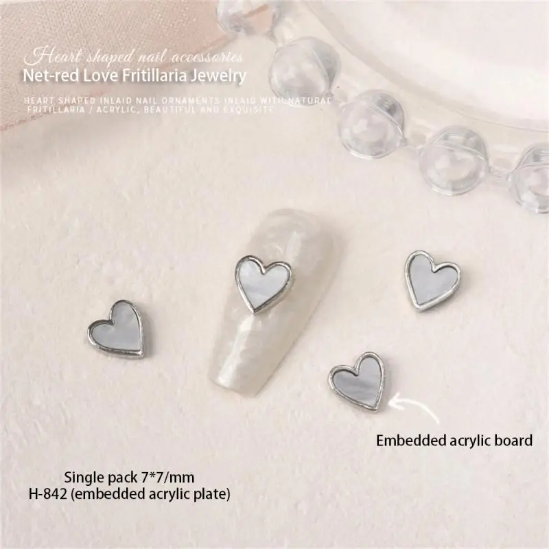 Diamantes de imitación en forma de corazón para manicura, 1/2/4 piezas, dorados/plateados, de aleación, varios colores - imagen 4