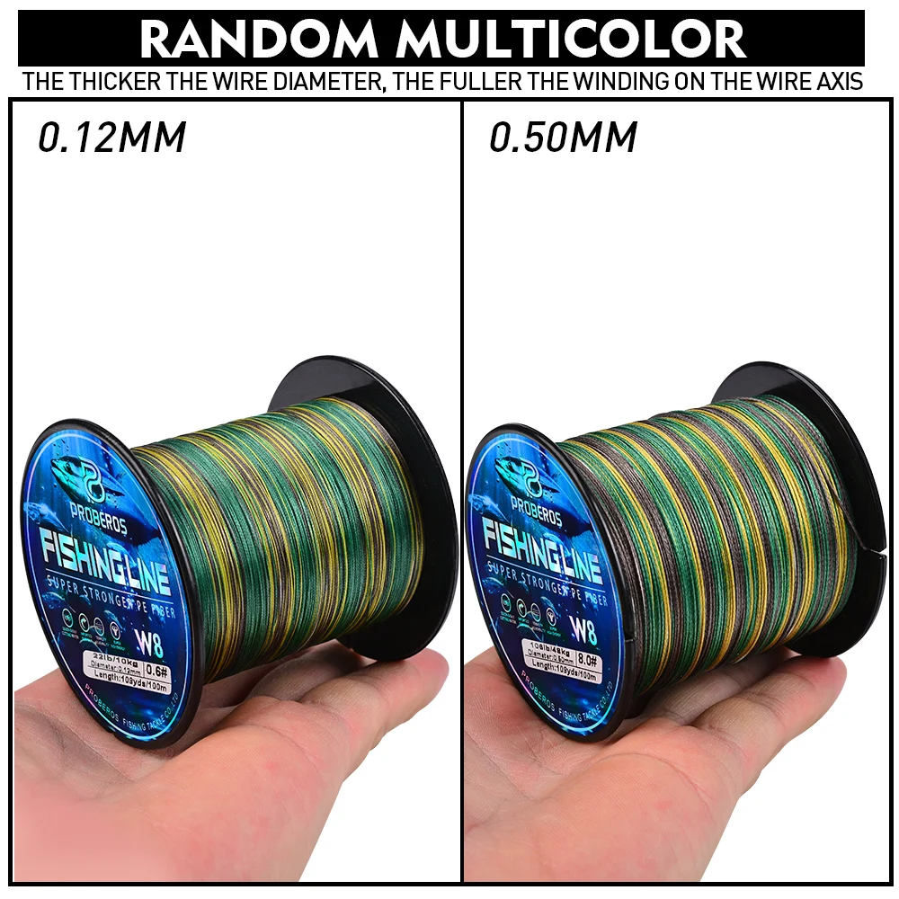 Proberos LINEA DE PESCADO de 8 hebras Multifilamento PE Línea trenzada antiabrasión Azul Camo 20-106LB 109yds - imagen 5