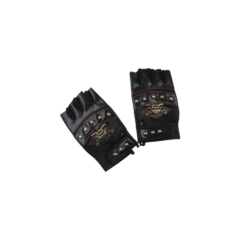 Biker moda remache Punk antideslizante sin dedos medio dedo guantes de motocicleta guantes de ciclismo guantes de calaveras - imagen 2