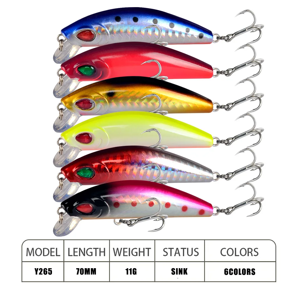 Señuelos de Pesca de 1 piezas, 11g, 7cm, que se hunden Señuelos de Pesca de lubina, cebo duro Artificial, Crankbait, aparejos de Pesca de carpa - imagen 2
