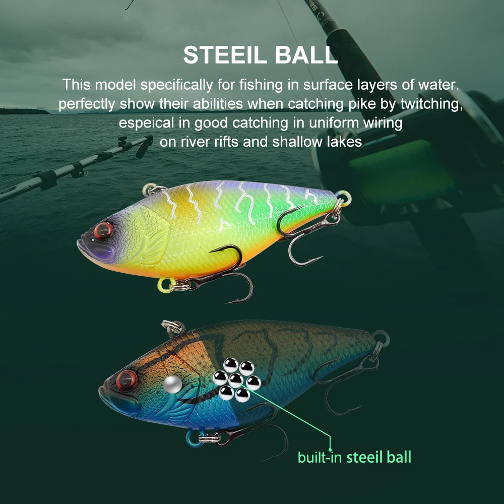 ESFISHING-cebo de pesca VIB de 64mm, diseño profesional para lubina, perca, señuelo de plástico Artificial, aparejos para todos los peces - imagen 5