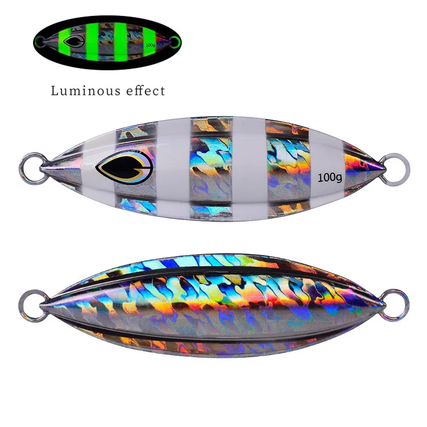 5 unids/set 40g 60g 80g 100g 150g 200g peces artificiales plantillas de Metal cuchara señuelo de pesca plantilla lenta señuelos de Jigging de mar aparejos de cuchara - imagen 5