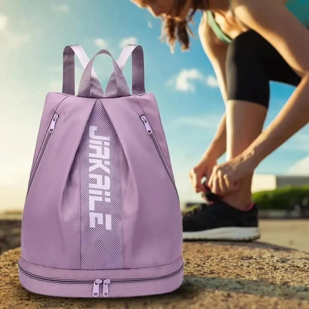 Mochila portátil para gimnasio con correas ajustables, bolsa de almacenamiento para Fitness de gran capacidad, mochila deportiva ligera de nailon de Color sólido para hombre
