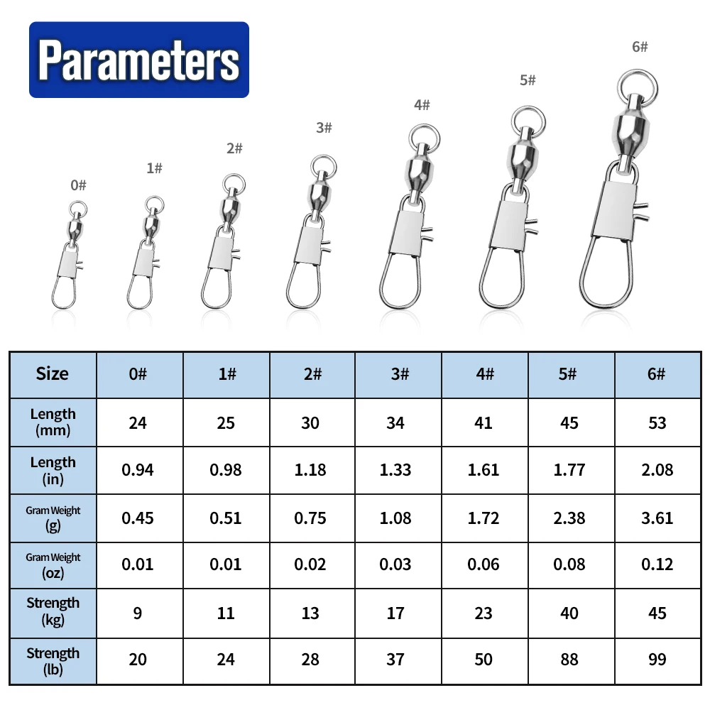 20 piezas rodamiento de bolas giratorios de pesca de acero inoxidable de alta resistencia con enclavamiento para una rotación suave, accesorios de pesca - imagen 3
