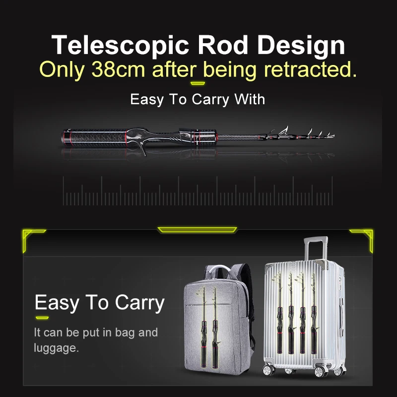 Weihe Fuji Ghost Face Fish II generación de fibra de carbono Micro caña de pescar telescópica señuelo para pesca con caña - imagen 2