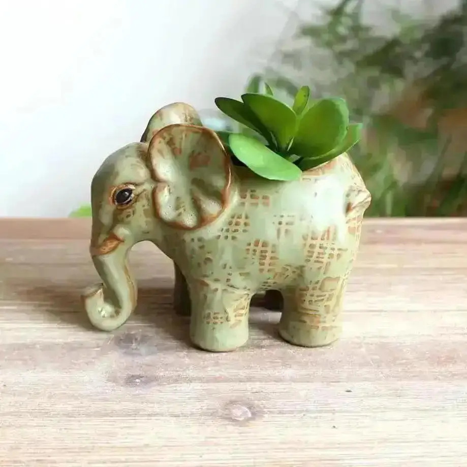 Maceta elefante de cerámica vintage para suculentas - imagen 3