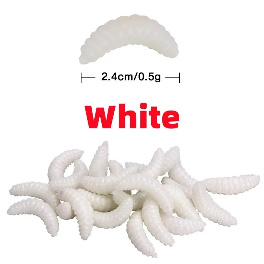 Señuelo de pesca con mosca de trucha, cebo Artificial de silicona, gusano de pan, camarones brillantes, 50/100 piezas - imagen 5