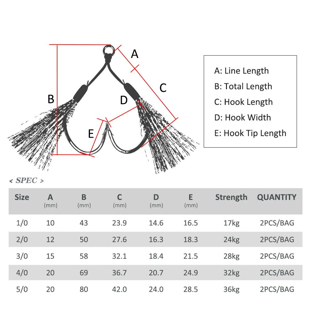 Noeby-anzuelos de aparejo de asistencia para Jigging de paso lento, 36kg de fuerza máxima, punto de súper aguja, eje grueso afilado, anzuelos de pesca de mar de alta resistencia - imagen 2