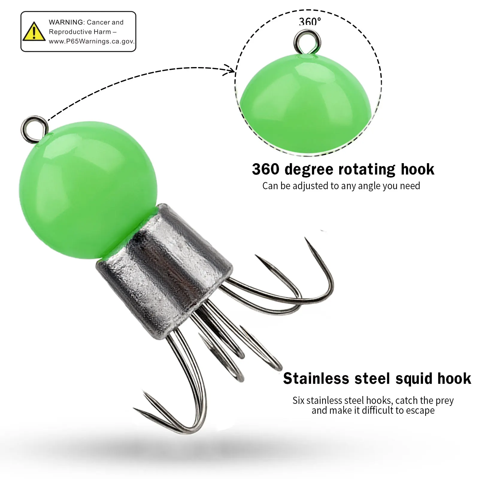 Anzuelos de calamar luminosos que brillan en la oscuridad, anzuelos de calamar y pulpo, señuelos de paraguas de simulación, gancho para pesca, 2 uds., 55g - imagen 4