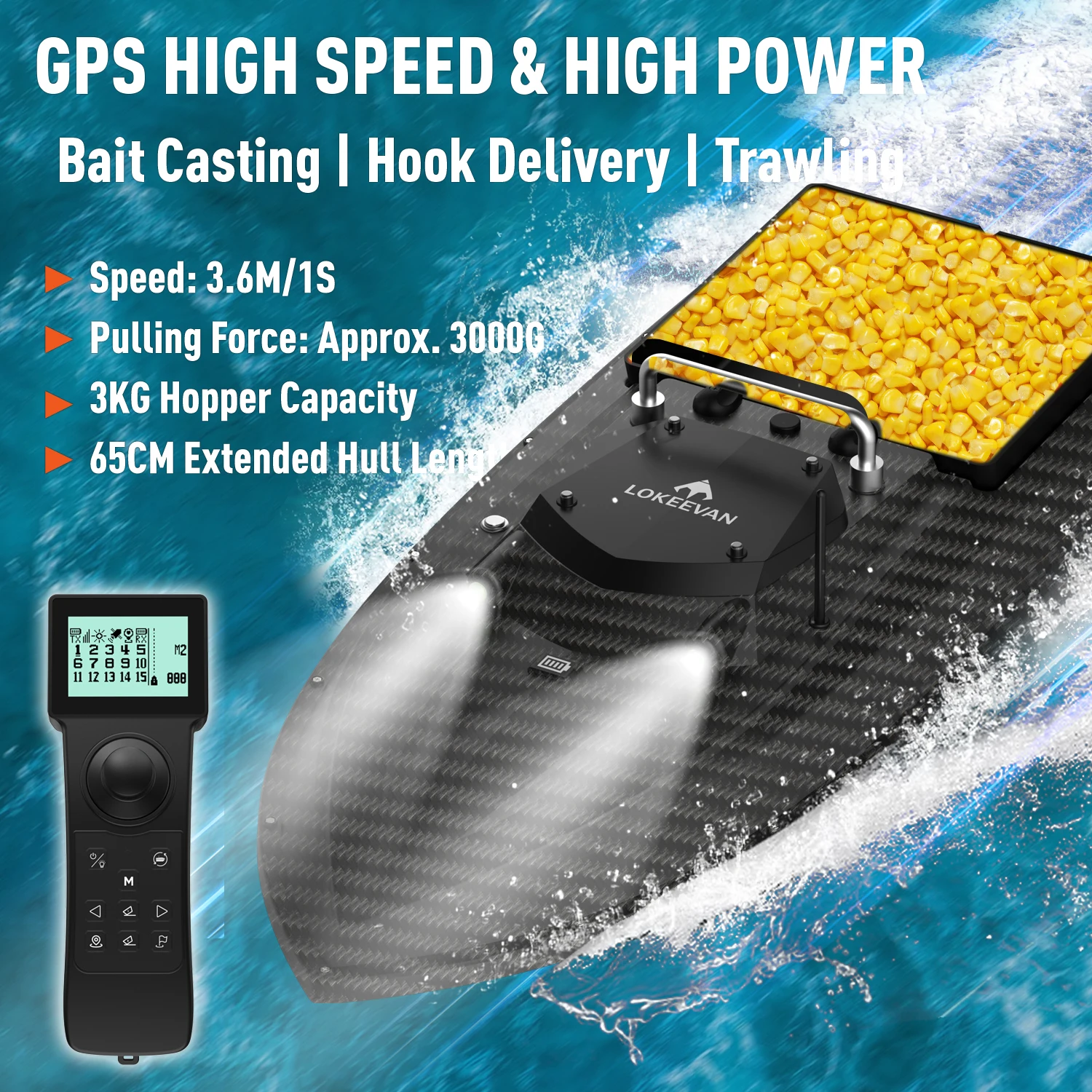 Barco cebador GPS LOKEEVAN – Control 2.4G con retorno automático - imagen 2