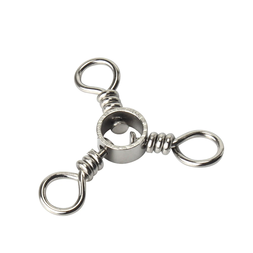 DNDYUJU-aparejos terminales de acero inoxidable, de tres vías Trigeminal conector giratorio, accesorios de aparejos de pesca, 10 Uds. - imagen 4