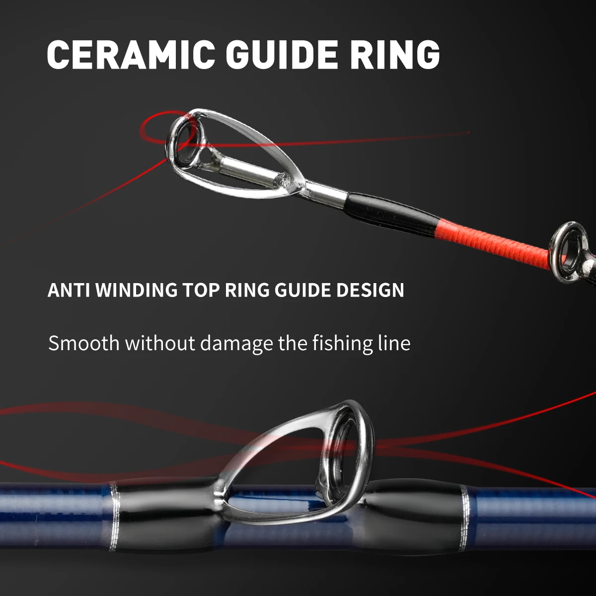 Caña de pescar de 1,75 m para pulpo, potente caña de jigging con punta de titanio y caña de pescar de acción 9:1 en barco de alta calidad - imagen 4