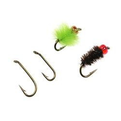 ICERIO Perfect Bend Anzuelos pesca con mosca ojo abajo ninfas bronce