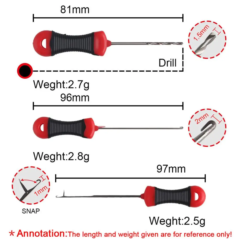 Herramienta de empalme de aguja de pesca, Kit de cebo de pesca de acero inoxidable con Mango antideslizante, 1 unidad/4 piezas - imagen 3
