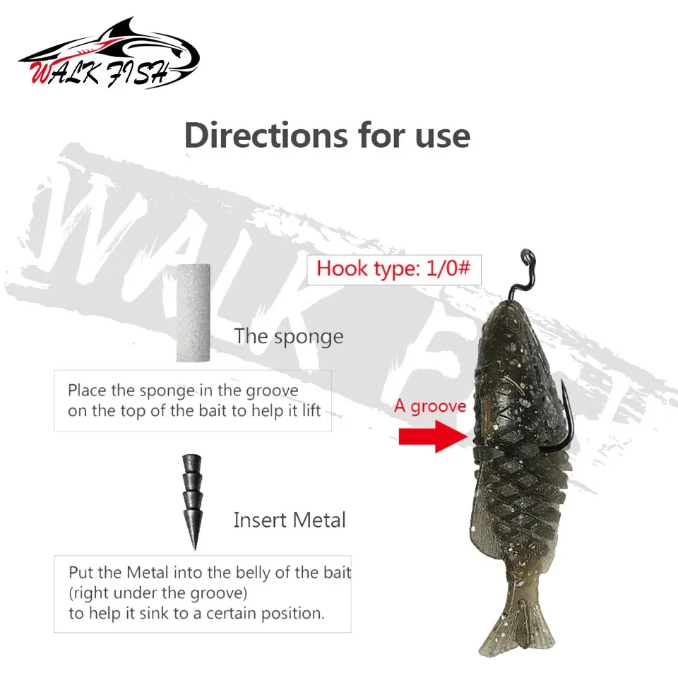 WALK FISH-SEÑUELOS blandos de pesca en el mar, cebos Shoft, Señuelos de Pesca de carpa, cebo Artificial de silicona, simulación de peces, 4,8g - imagen 2