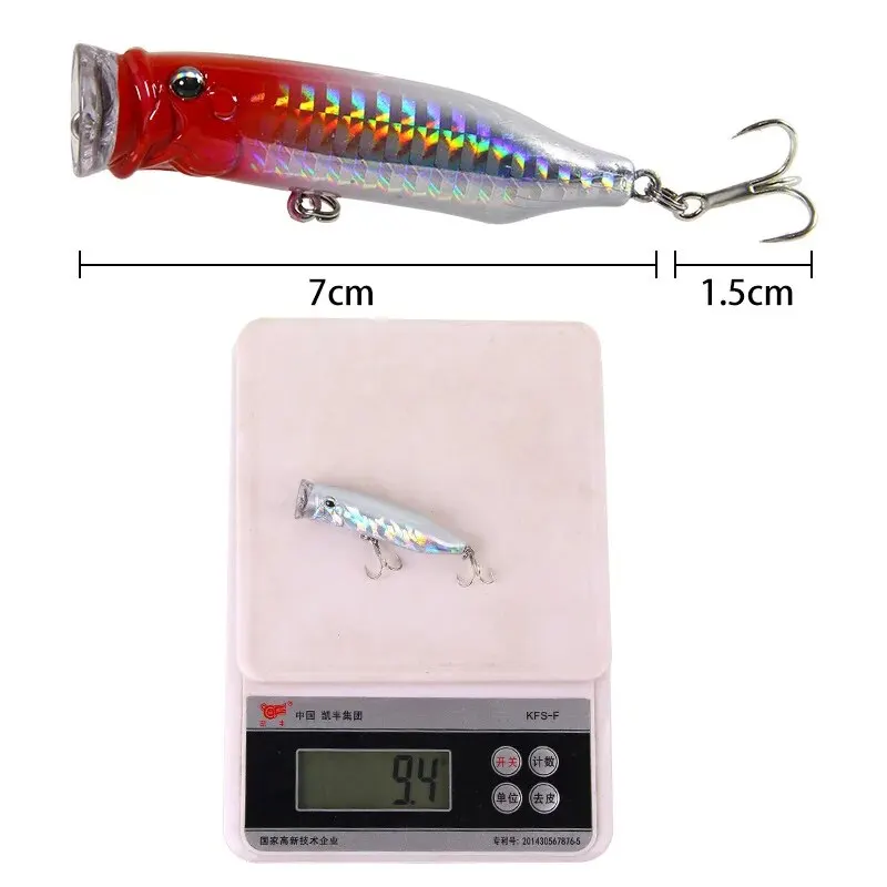1 Uds Señuelos de Pesca 7cm/9,4g cebo Popper 2024 nuevo cebo duro Artificial de plástico Topwater Crankbait Wobblers aparejos de pesca de perca - imagen 3