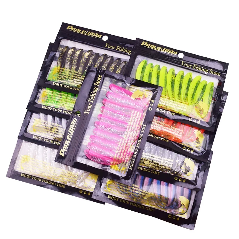 Proleurre gusano de pesca señuelo suave fácil brillo Señuelos de silicona cebo de goma Artificial plantilla Wobblers T cola Swimbait para Lucio - imagen 3