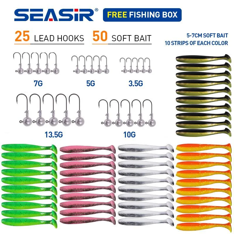 Set jig heads con vinilos Seasir – Accesorios completos de pesca - imagen 4