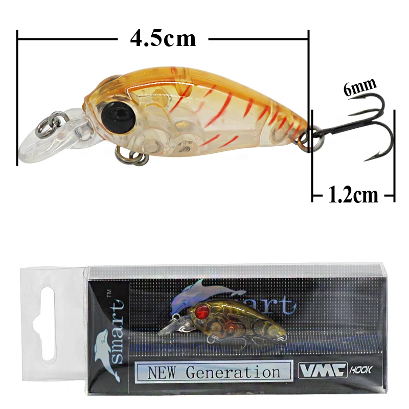 Señuelo de Pesca flotante inteligente, anzuelos VMC, manivela Artificial profesional, cebos duros, 35mm, 3,5g, 1,0 m - imagen 2