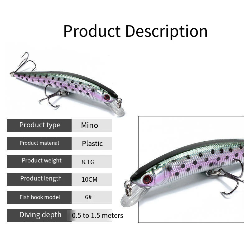 1 Uds Japón señuelo de pesca Minnow cebo duro Swimbait 100mm 8g cebo Artificial pesca Wobbler Crankbait carpa perca aparejos de pesca - imagen 5