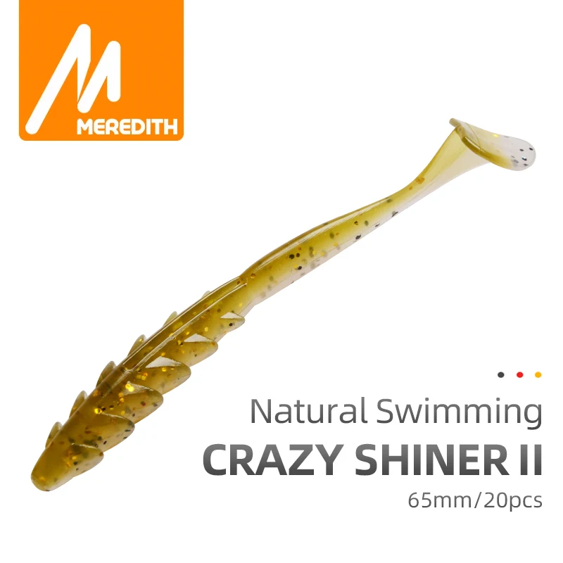 Meredith-señuelo de silicona suave Crazy Shiner II, 65mm, 1,54g, con cola en T, swimbait, cebo artificial, sábalo, 20 piezas - imagen 2