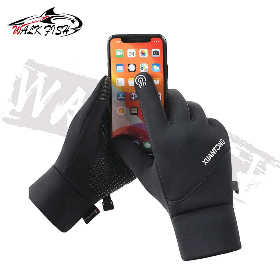 WALK FISH guantes de pesca impermeables antideslizantes, manoplas deportivas a prueba de viento, forro polar térmico, Snowboard, esquí de nieve - imagen 4