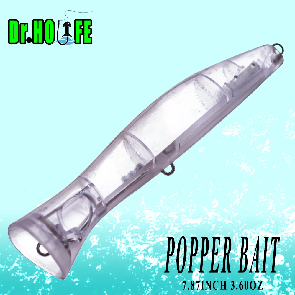 Dr.Holife Popper de superficie con sonajero sin pintar para pesca - imagen 5