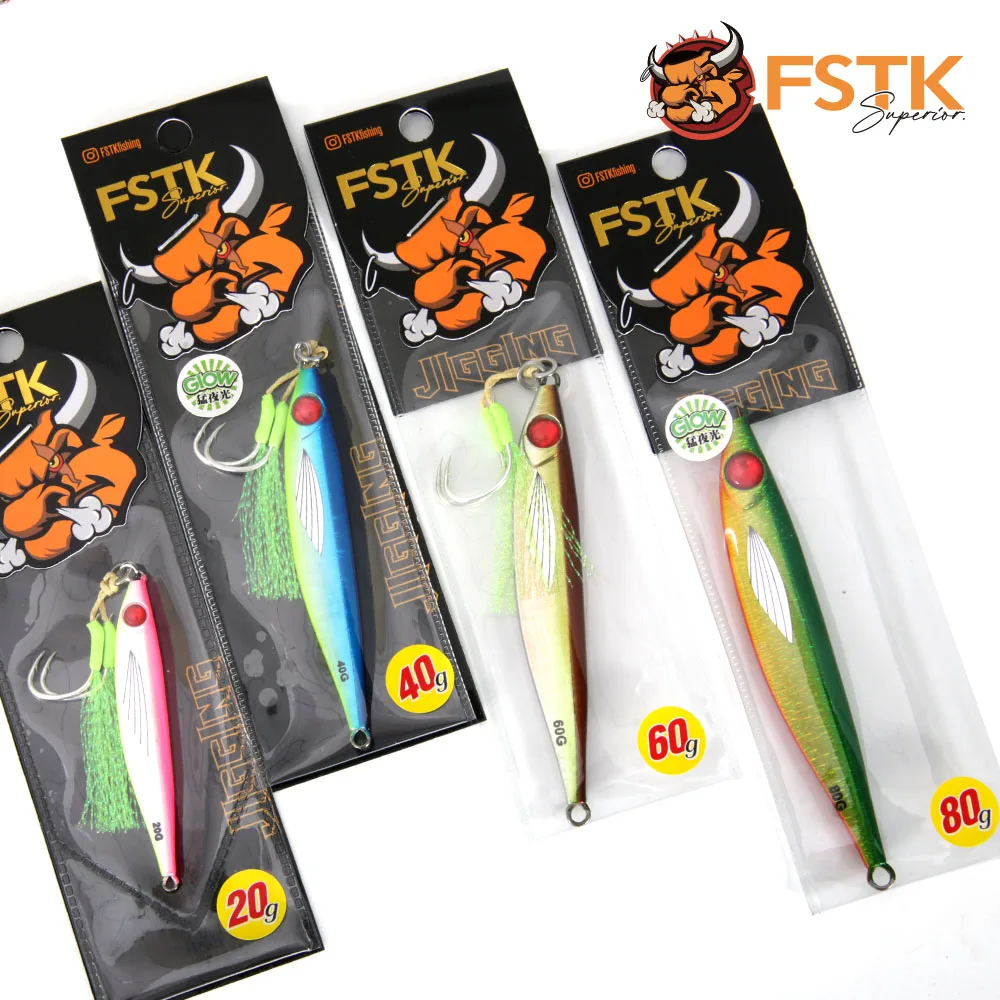 WEIHAI FSTK señuelo de pesca vertical de metal 60 80 100G Shore Cast Jigging cuchara cebo de pesca de lubina trucha Señuelos de Jigging de agua salada - imagen 5