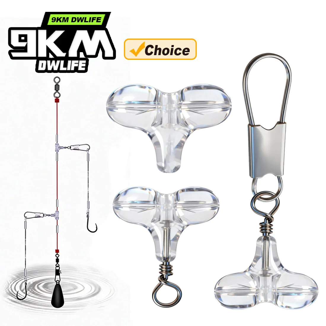 Cuentas cruzadas de pesca de 9KM con broche, 15-30 Uds., cuentas transparentes en forma de T con Clip de enclavamiento, accesorios de conector para aparejos de pesca con señuelo