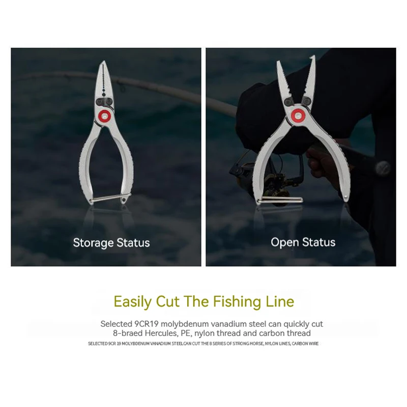 FTK-Pinzas de pesca de aleación de aluminio, tijeras multifuncionales de PE, alicates de Control de pescado, alicates de apertura de gancho anticorrosión, agarre - imagen 4