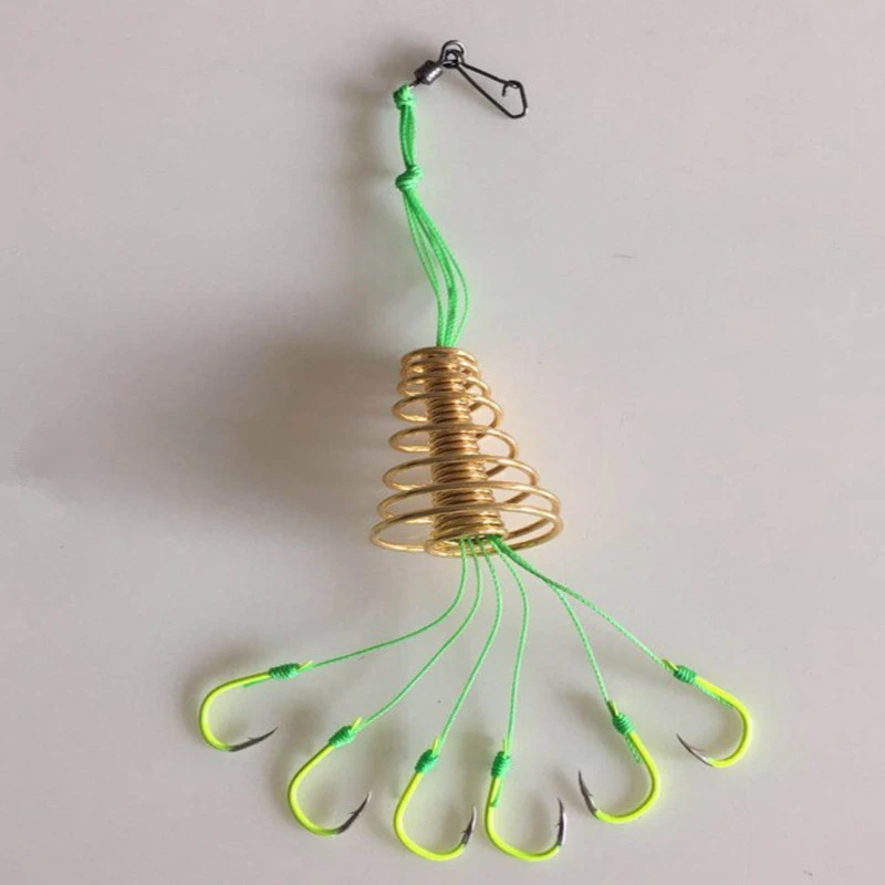 1 Uds. Anzuelo de explosión de pesca carpa de alto carbono trampa esférica alimentador a prueba de anzuelos colgantes gancho antibobinado de resorte