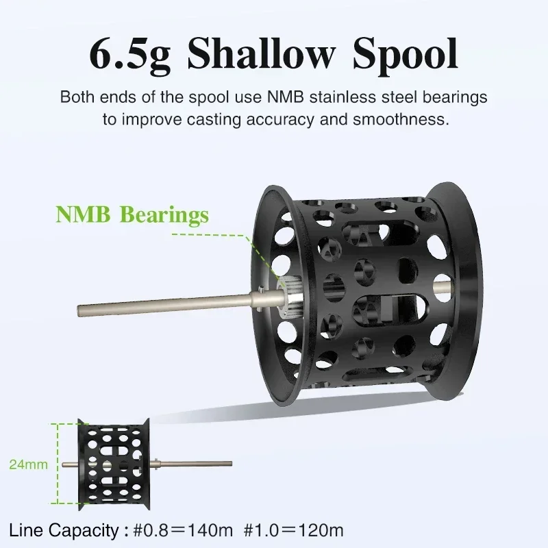 Carrete de pesca TSURINOYA 135g ultraligero 6,4:1 8,0:1 GENIUS 50 6,5g carrete poco profundo juego de luz de agua salada carrete de Baitcasting - imagen 5